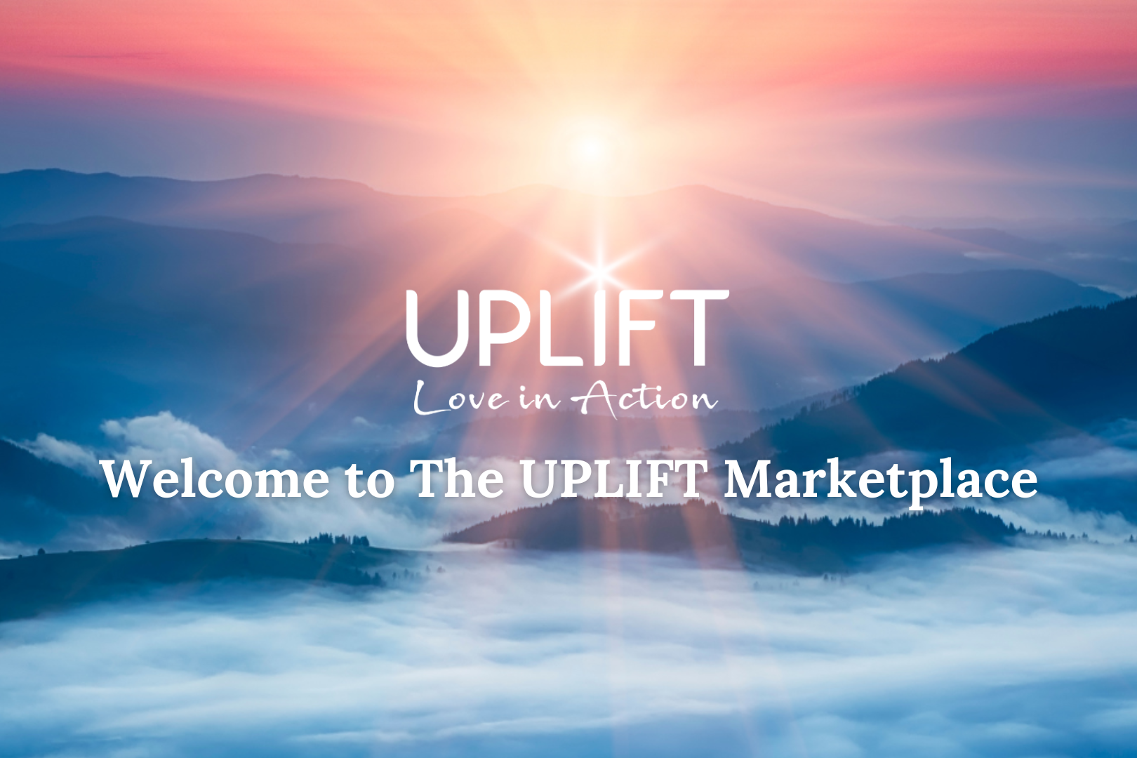 Mountain landscape with 'UPLIFT' logo and text overlay